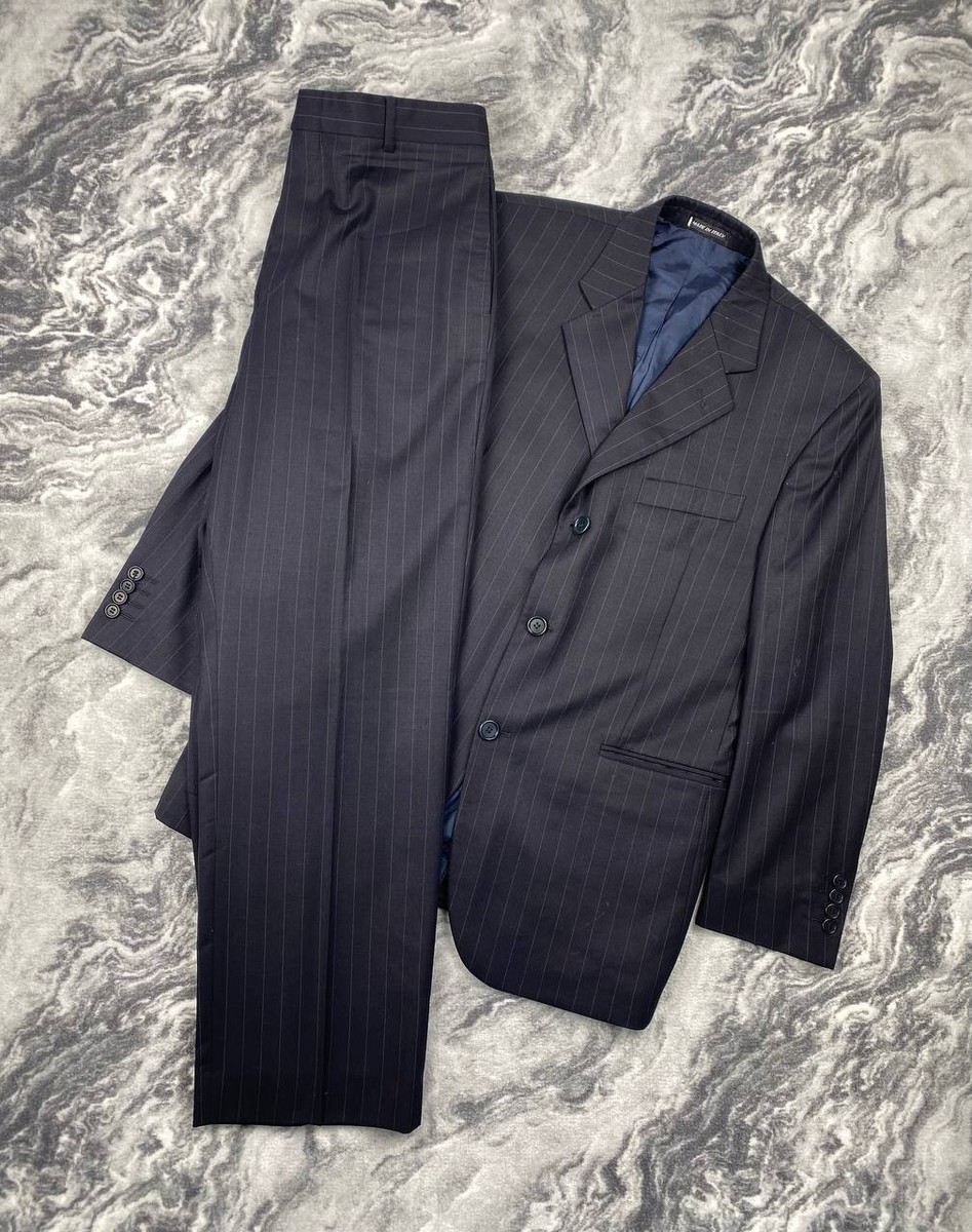 Vintage Yves Saint Laurent YSL Wool 3 Buttons Striped Suit Men