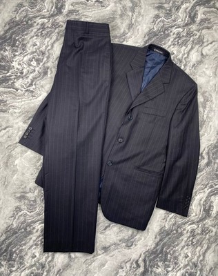 Vintage Yves Saint Laurent YSL Wool 3 Buttons Striped Suit Men