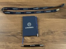 New Lot L3 Harris Swag Employee Logo Items Lanyard Pen & Small Journal Planner