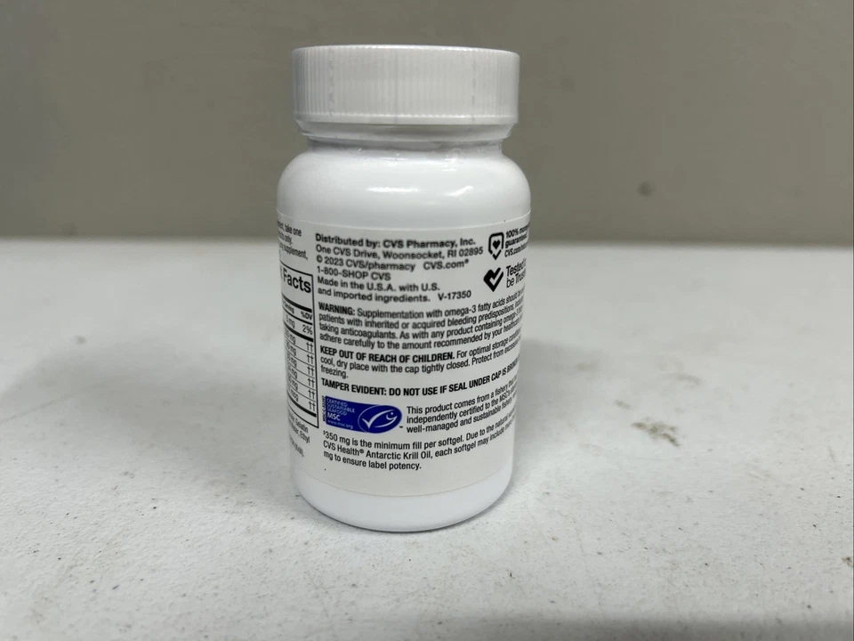 CVS 纯南极磷虾油 Omega-3 心脏健康 60 粒 350 毫克有效期至 2026 年 5 月 — 第 3/4 张图片