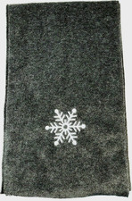 Ladies Fleece Scarf Gray With Embroidered Snowflake 62" x 9" Snowflake 3"