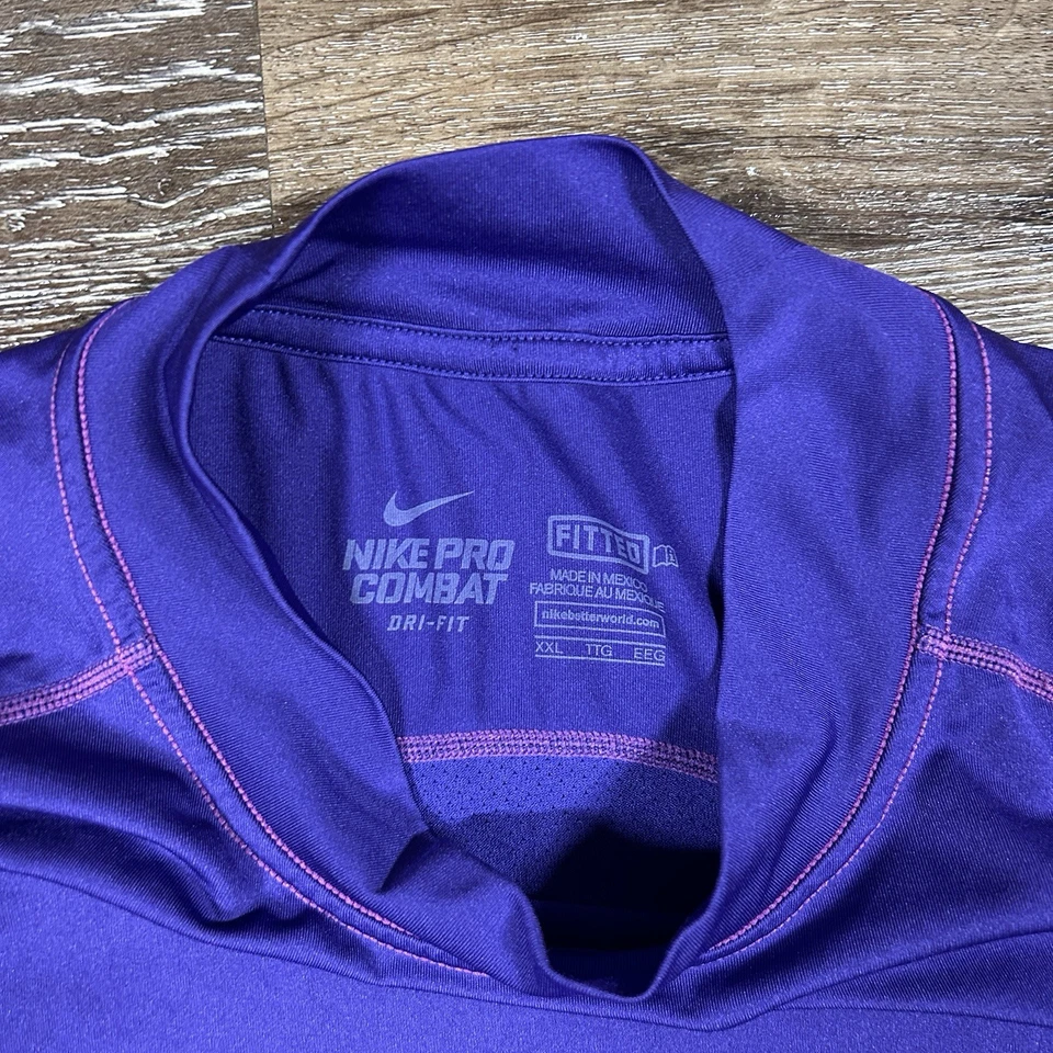 Camisa de combate Nike Pro para hombre XXL púrpura Dri Fit ajustada rendimiento manga larga Foto 3 de 4