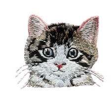 Embroidered Iron-On Applique patch cat 2 1/2 x 2 1/8 inch