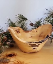 Artisan Hand-Turned Natural Center Box Elder Wood Bowl Edge 8 X 6 X 4.5