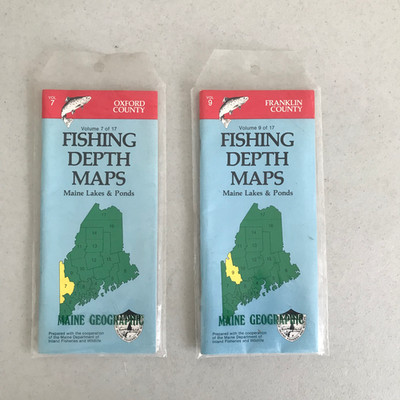 DeLorme Fishing Depth Maps Oxford & Franklin County ME 1985 Lot