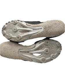 Size 10 - Under Armour Kick Sprint Track Spikes Jet Black With White W/ Bag EUC