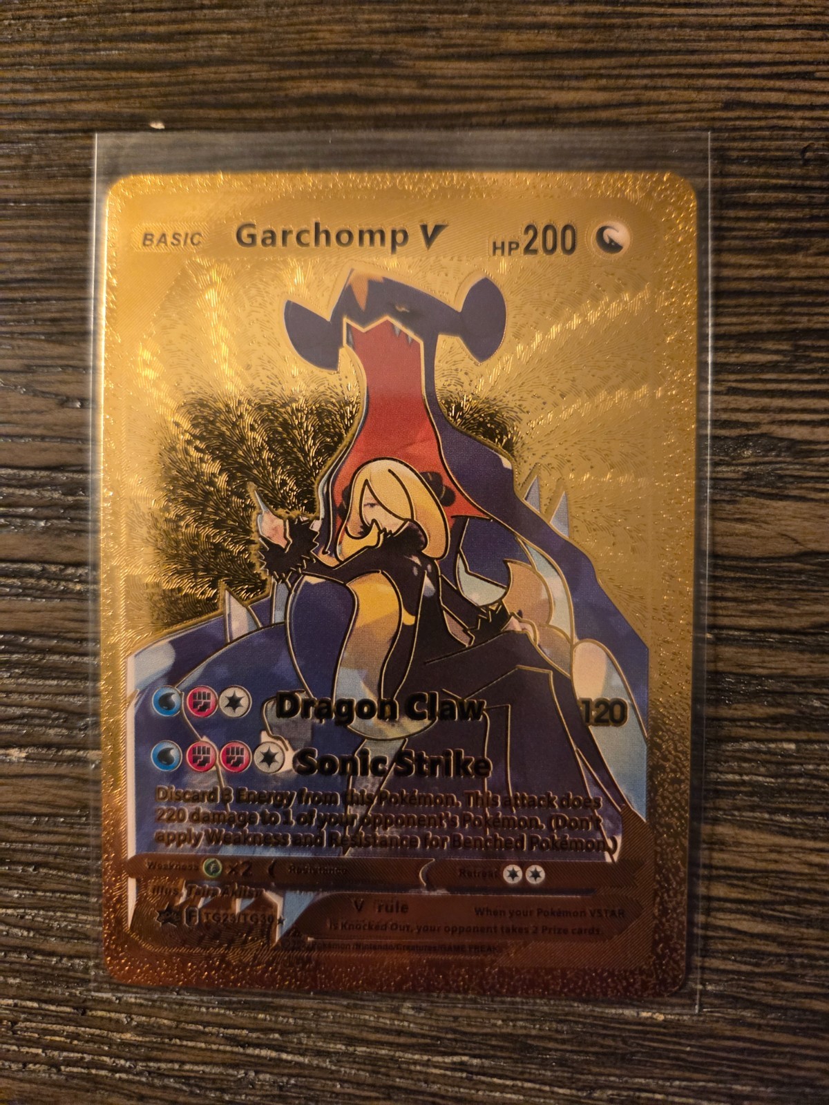 Pokemon Garchomp V GOLD Foil Fan Art Card  - 200 HP - TG23