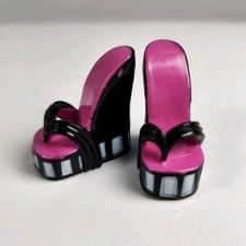 Monster High Lagoona Azul 1ª Ola Rosa/Negro Zapatos Botas Tacones de Cuña Originales