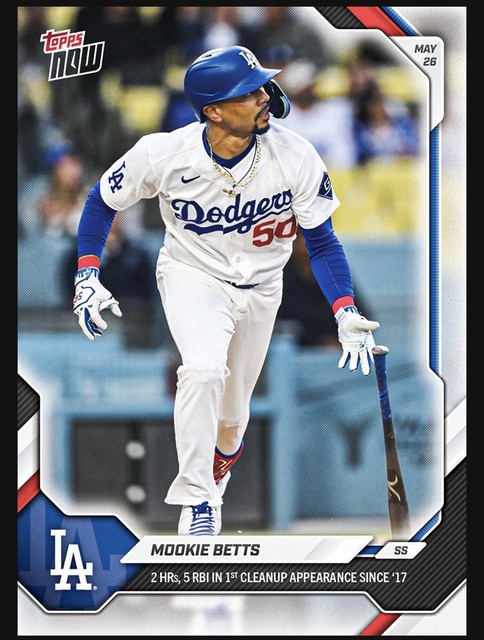 Mookie Betts 2 HRs 5 RBI 2026 MLB Topps NOW Card 250