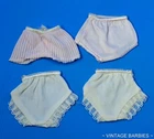 (4) Pair of Vintage Barbie Doll Sized Pink & White Panties Near Mint ~ 1960's