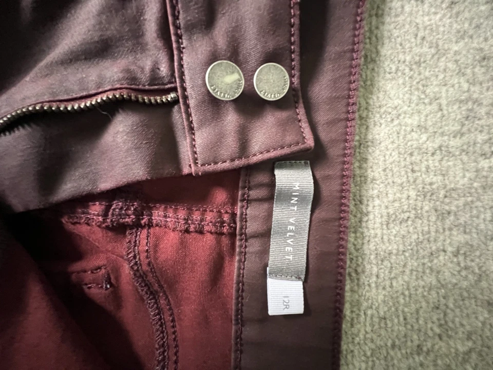 Mint Velvet Capri Straight Wax Burgundy Mulberry Trousers Jeans 12R Womens VGC - Image 4 of 4