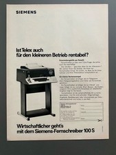 Siemens Fernschreiber 100 S Telex München 1973 Vintage Ad Werbung Reklame
