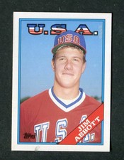 Jim Abbott USA Olympic Team Baseball Rookie Card #1T RC 1988 Topps Traded RC. rookie card picture