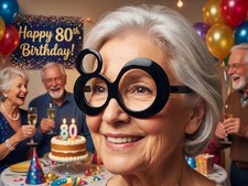 80 Glasses for 80th Birthday BLACK.  NEW