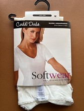 Nowa Cuddl Duds Damska ciepła bielizna Koronkowe wykończenie Krótki rękaw Dekolt w serek Średnia kość słoniowa