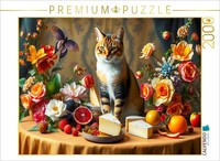 Calvendo Puzzle Cat On A Table With Flowers And Fruit In The Style Of The Old Ma