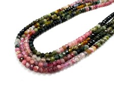 Natural Rainbow Tourmaline Faceted Rondelle Beads 3mm x 4mm Gemstone Beads RDF68