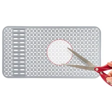 Silicone Sink Mat 26''x14'' Kitchen Sink Protector Mat With DIY Drain Hole, G...