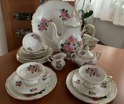 Edelstein  Bavaria Kaffeeservice Maria Theresia 6 P. Rosen & Golddekor 22tlg Top