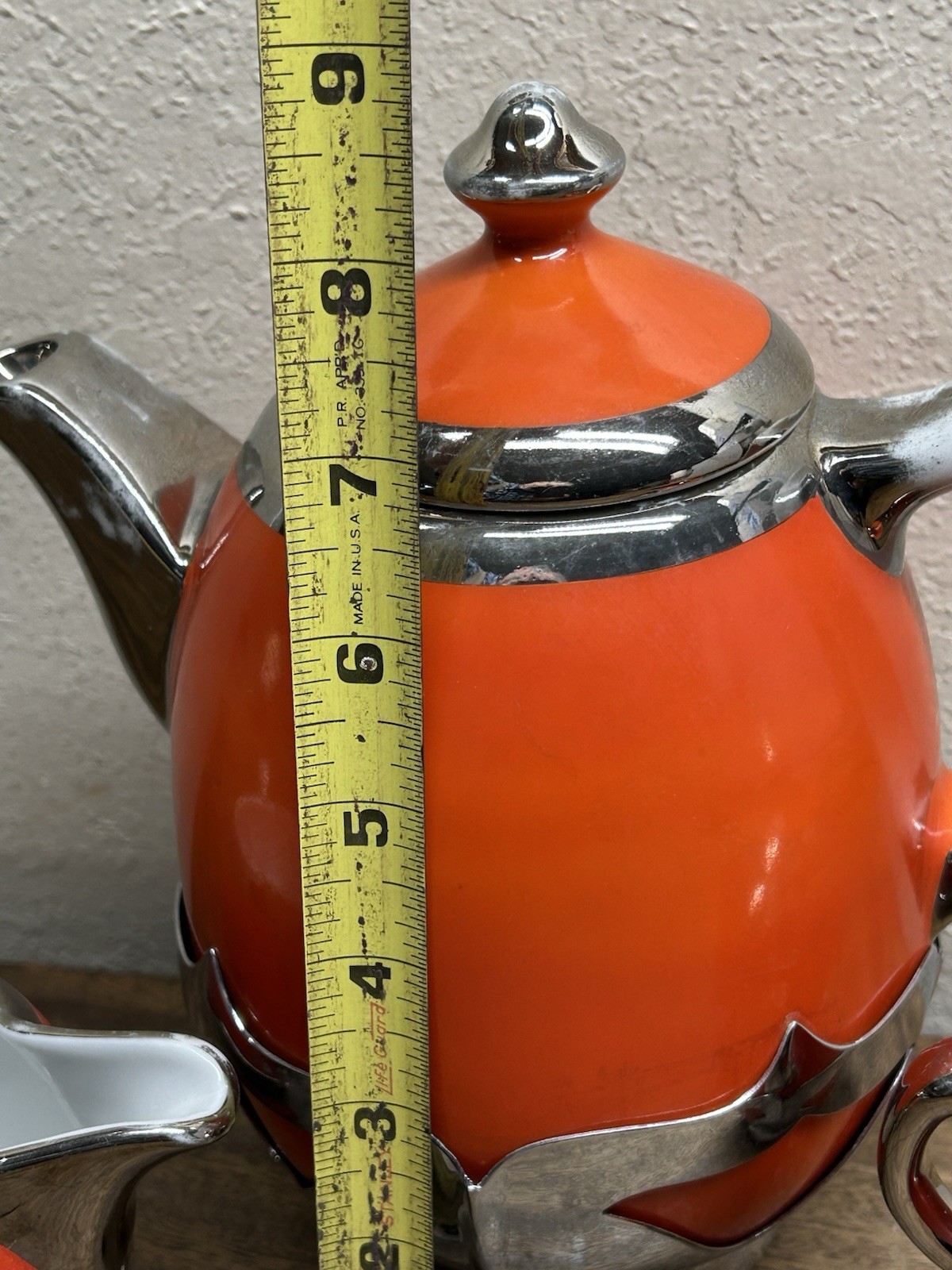 Vintage Farber Bros Fraunfelter China Orange Tea Set Teapot Sugar~ Creamer ~1923