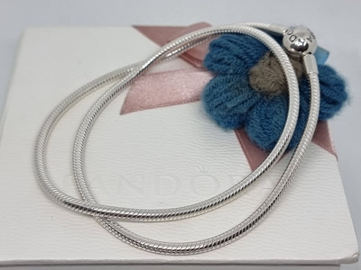 BOXED GENUINE PANDORA Moments Logo Ball Clasp Snake Chain Necklace