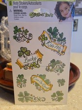 This item is a set of St. Patrick's Day themed temporary tattoos for the skin.