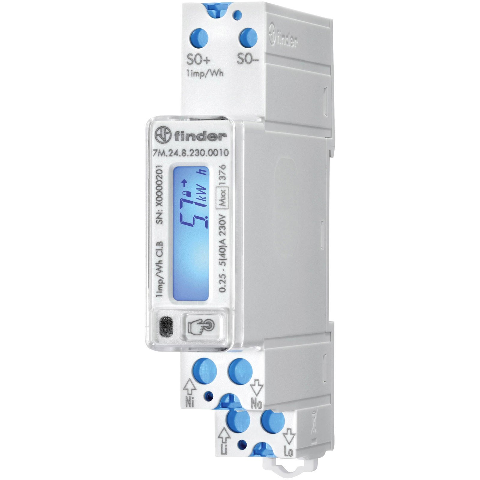 Finder energy meter Rail-mount 40A MID-certified