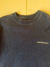 Calvin Klein Jeans Crewneck Sweatshirt Mens Navy Blue CK Logo Pullover Size M