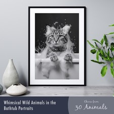 Wild Animal in the Bathtub Print ? Funny Bathroom Wall Art Wildlife Gift