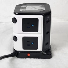 Bestek power tower Model MRJ8008-Plus-WH  8 Outlets 6 USB & Wireless Charger EUC