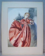 Lucien Guinotte (1925-1989) Belgium Original Watercolor Painting of Girl Dancing