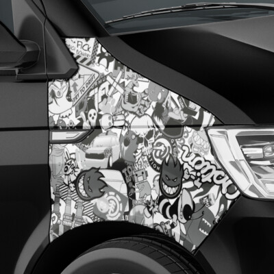 Stickerbomb Auto-Folie Car-Wrapping Logos & Marken, Design: Special, SW, Matt