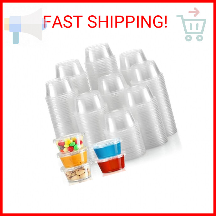 VITEVER 120 Sets of 3.25 oz Small Plastic Portion Cups with Lids