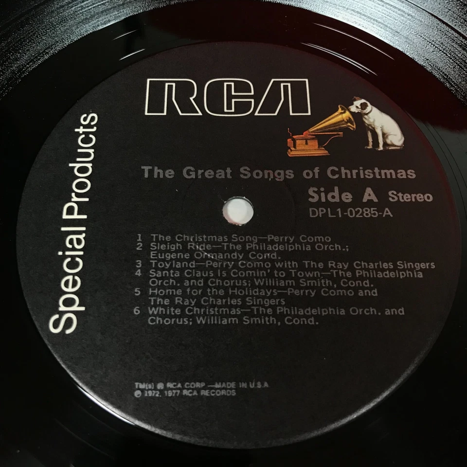 PERRY COMO & EUGENE ORMANDY Great Songs Of Christmas 1977 USA Vinyl LP Goodyear - Image 3 of 4