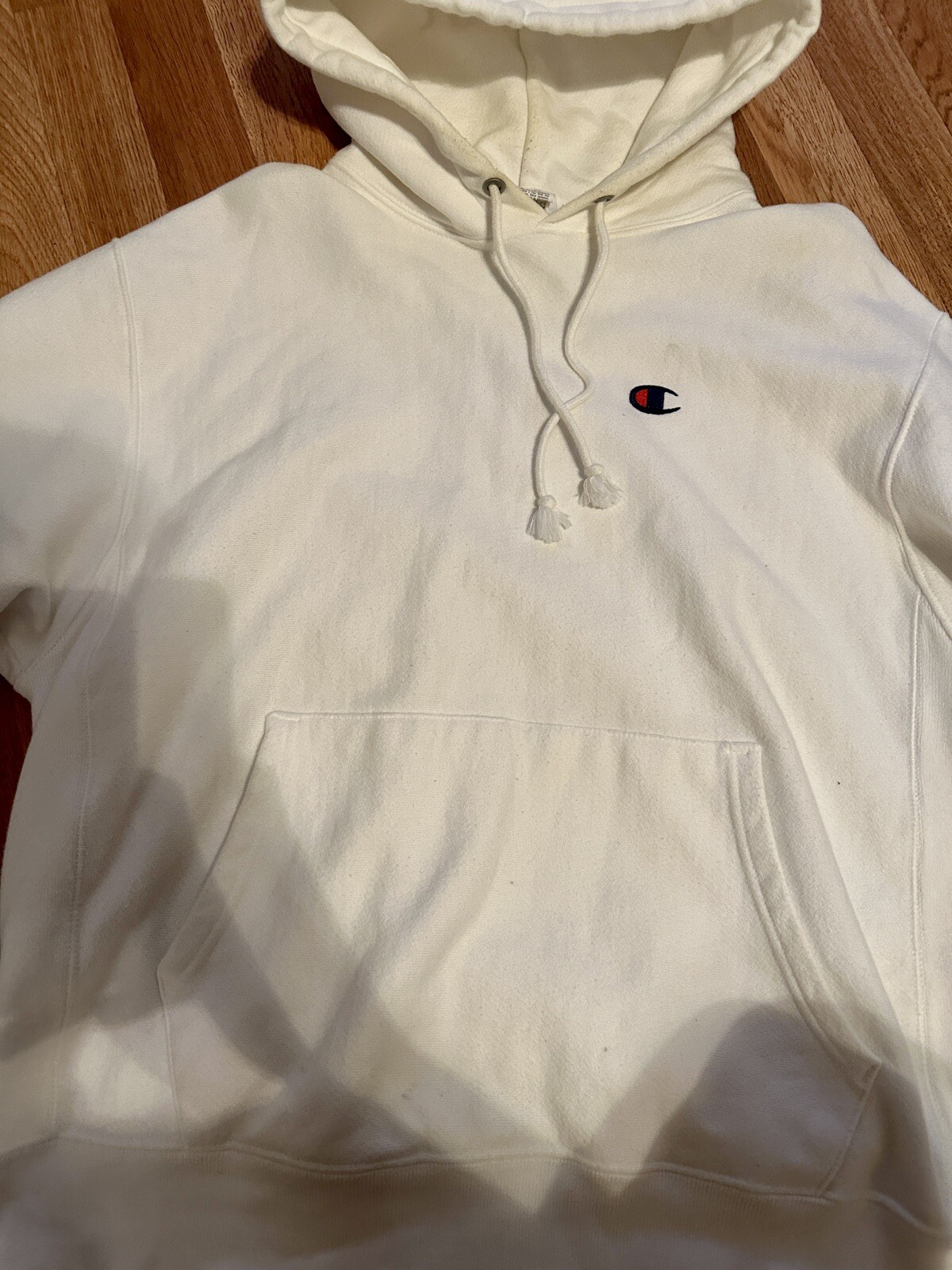 Champion Reverse Weave Patch Logo White Pullover … - image 2