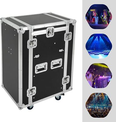 14U PA DJ Pro Audio Rack Road ATA Case Slant Mixer Top Side Table 14u ...
