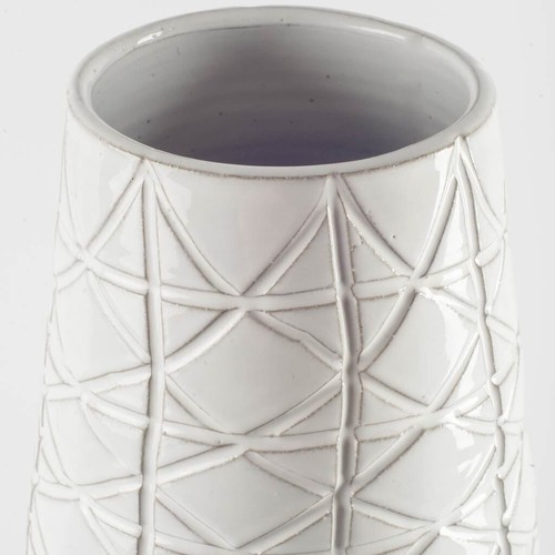 Textured White over Dark Clay Carved Ceramic Vase - Bild 2 von 5