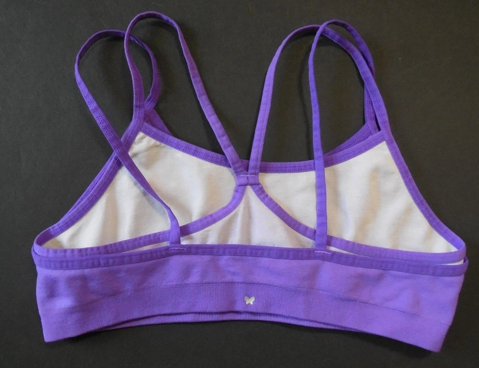 Nuevo sin etiquetas Sujetador Bloch Rosa Hilo Doble Correa Púrpura XS se adapta a Niño Mediano 8-10 Foto 2 de 4