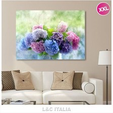 Ortensie vintage 3 - QUADRO MODERNO 100x70 cm QUADRI SHABBY FIORI ARREDO CASA
