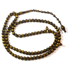 Islamic Muslim Gold Black Coral Sea Yusr  99 Prayer Beads Rosary Tasbih 08 mm