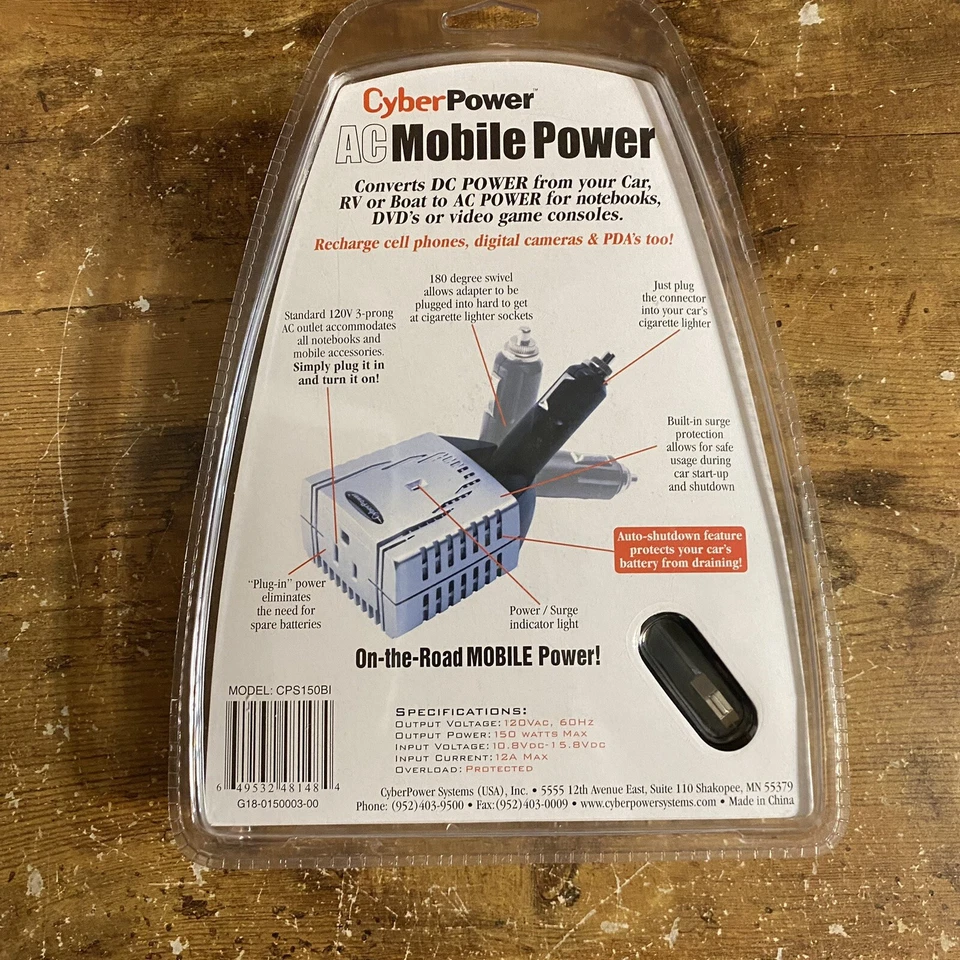 Brand New Cyber-Power AC Mobile Power 150 Watt Car Adapter Model No. CPS150BI - Image 4 of 4