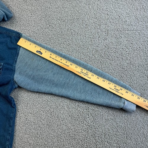 Vintage Anchor Blue Denim Shirt Mens Medium Blue Pearl Snap Hooded Y2K Rare - Picture 10 of 12