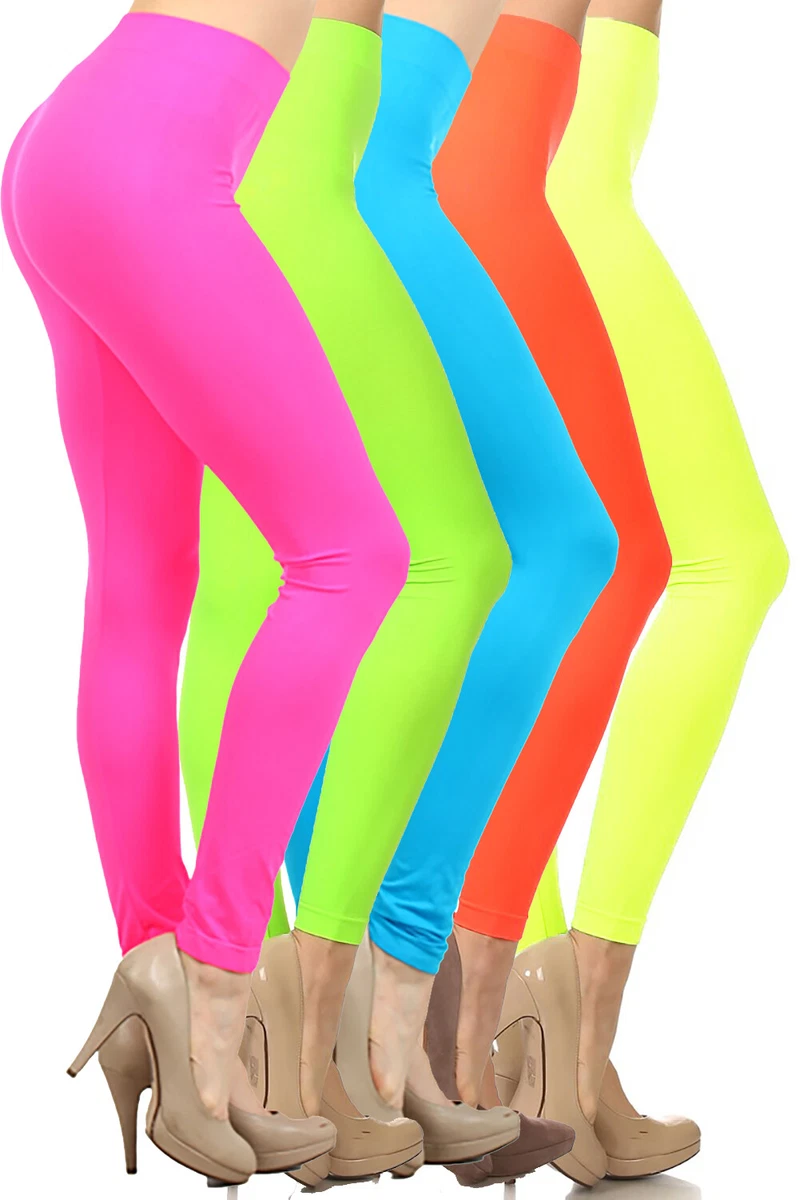 Unisex Solid Color Full Length Seamless Leggings Athletic 80s Costume Party  Pant