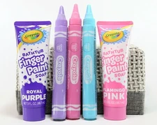 Crayola Bathtub Bundle:Fingerpaint Soap 3oz x2  & 3 Body Wash Pens Pink Blue Pur