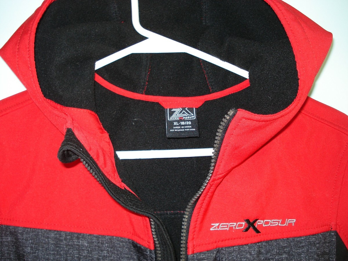 ZEROXPOSUR Boy's Soft Shell Full Zip Hooded Jacket XL18/20 ZEROXPOSUR Boy's Soft Shell Full Zip Hooded Jacket XL18/20