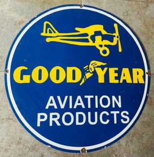 PORCELIAN GOOD YEAR AVIATION ENAMEL SIGN SIZE 30X30 INCHES DOUBLE SIDED