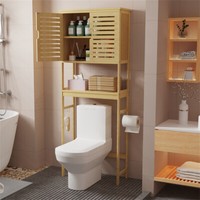 Xl Toilettenregal Bambus Badregal Mit Schrank Wc ÜBerbauschrank Toilettenschrank