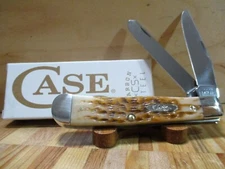 New Case Carbon Steel Amber Peach Seed Jigged Trapper 6254CS Pocket Knife -00163