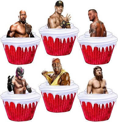 Wwe Wrestjing John Cena Rock Cup Cake Toppers Edible Party