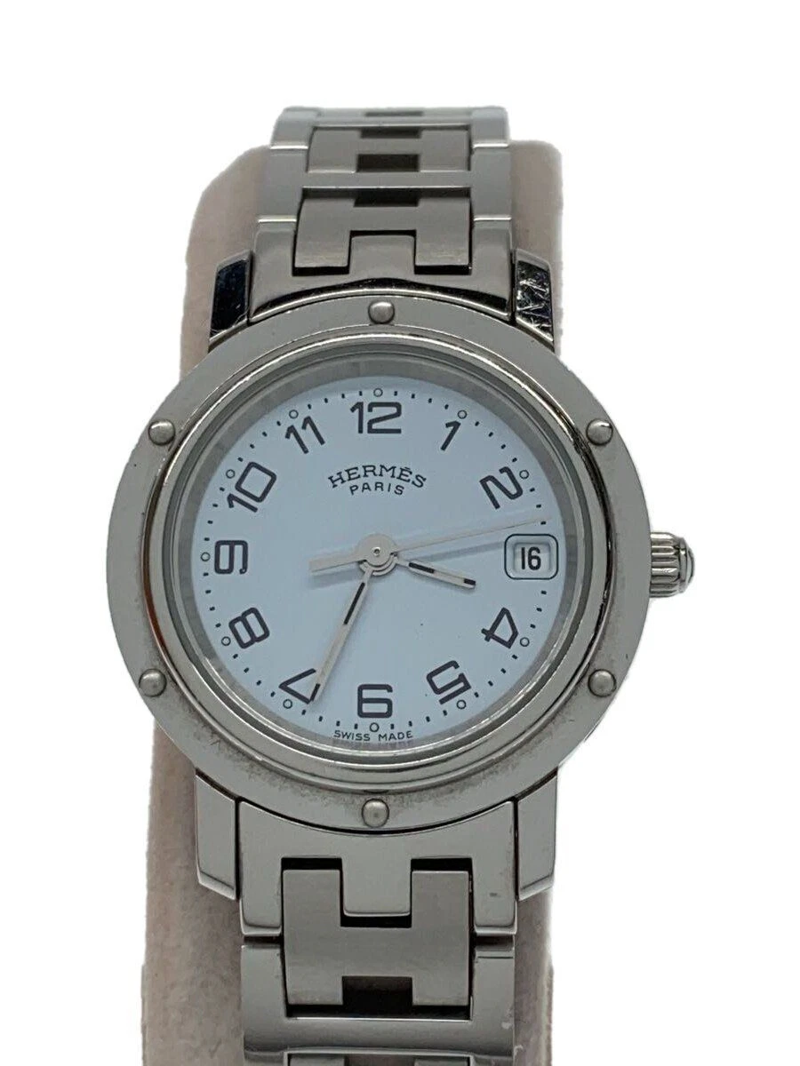 HERMÈS Orologio HERMES Donna Quarzo Analogico Acciaio Inox Bianco Argento CL4.210